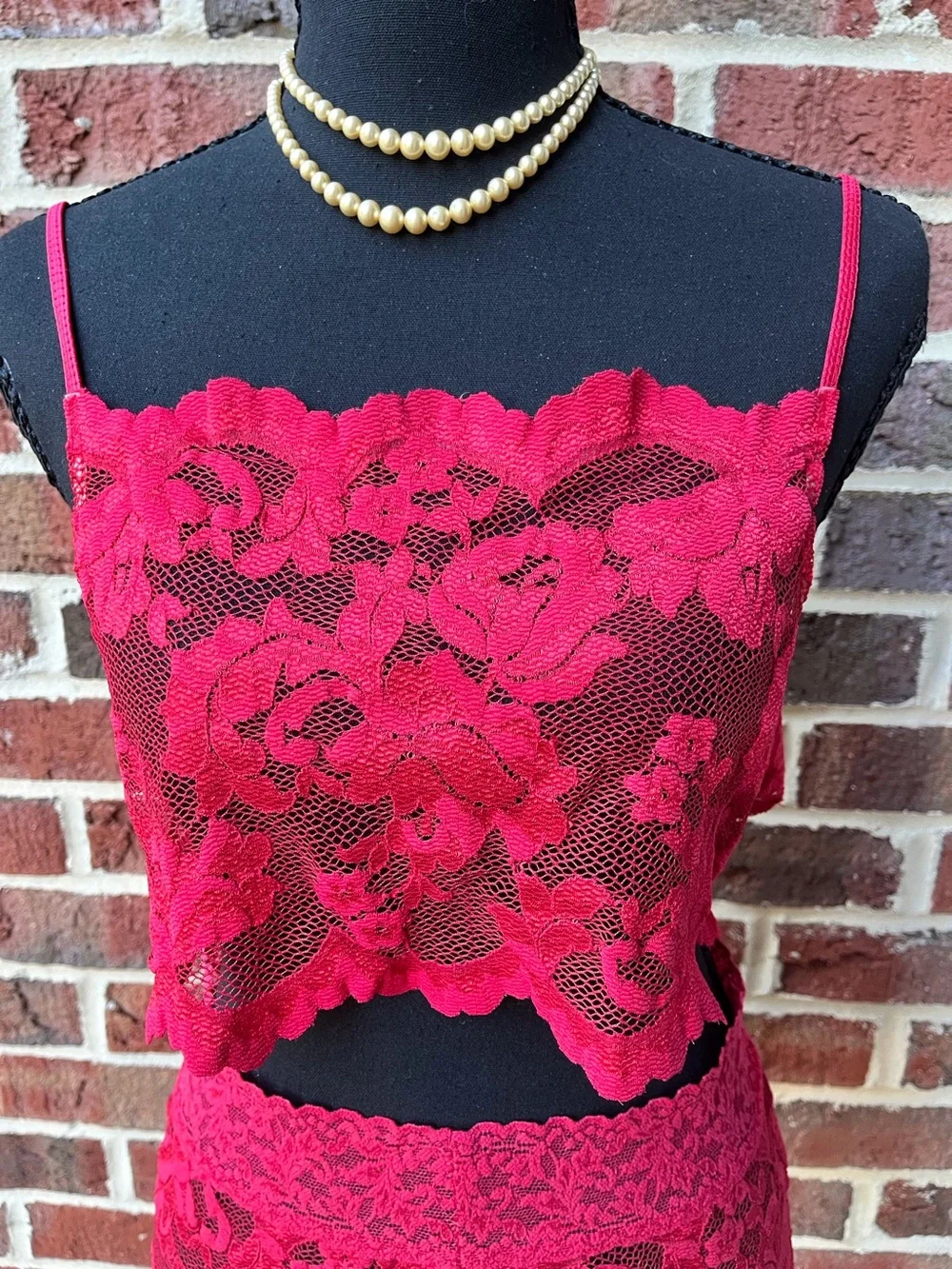Rare vtg VS Red Lace open back camisole & mini skirt lingerie set - tags removed